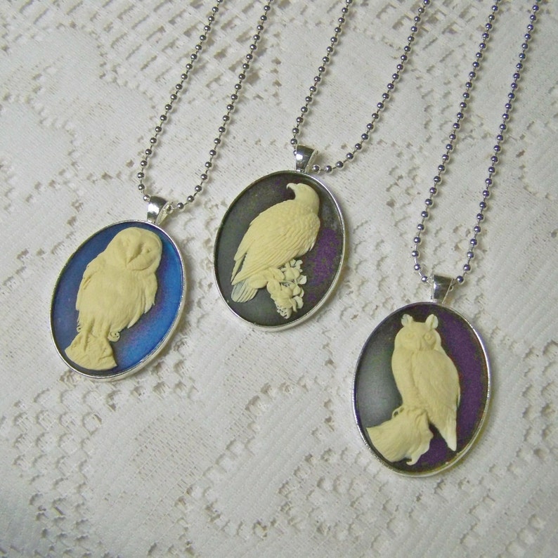 Snowy Owl Pendant Nature Bird Woodland Audubon Necklace UNISEX Raptor Cameo Necklace Night Owl