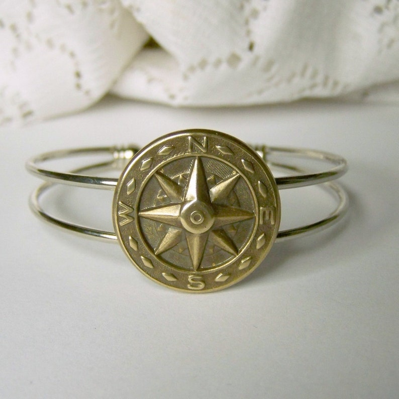 Compass Rose Bracelet Adjustable Bangle Cuff compass Etsy
