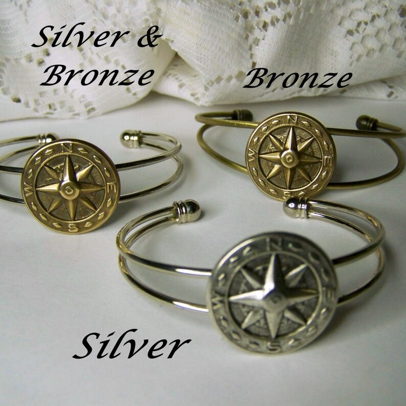 Compass Rose Bracelet Adjustable Bangle Cuff compass Etsy