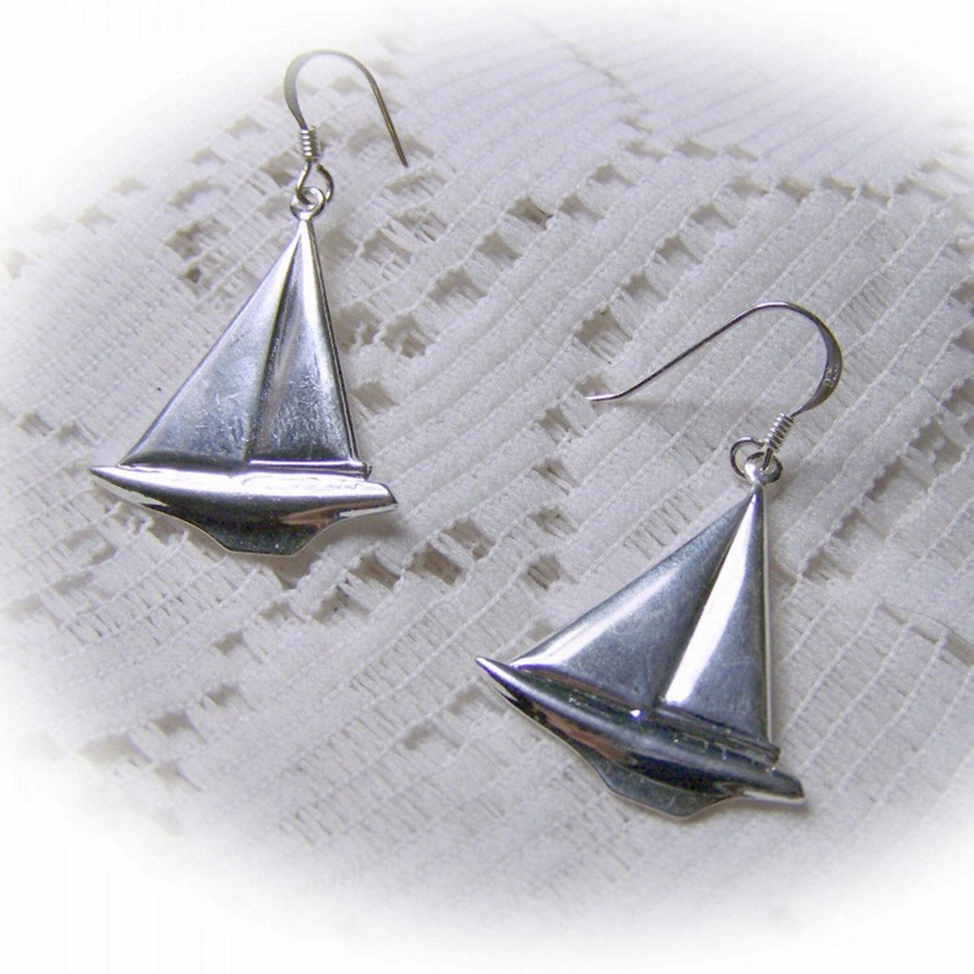 silver sailboat earrings