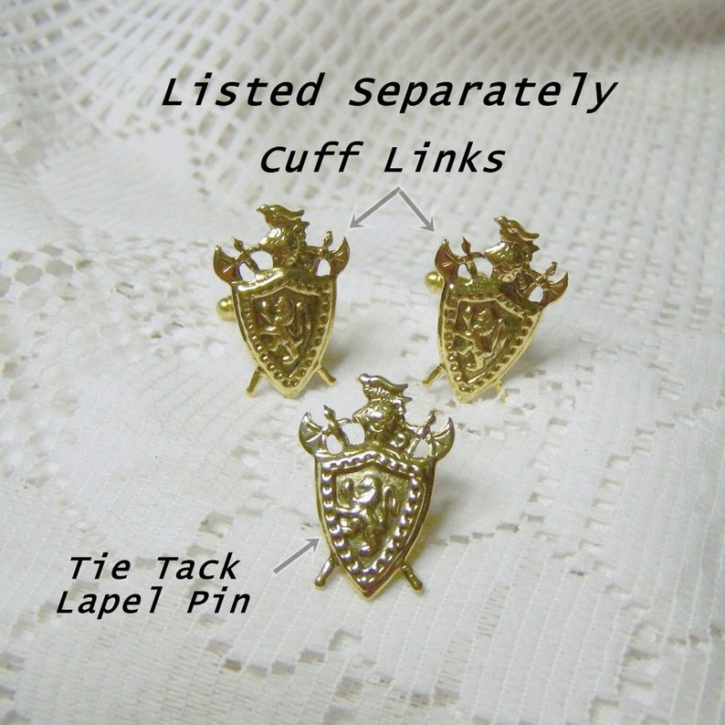 Renaissance Armour Coat of Arms Gold Armor Shield Cuff Links Lion Rampant Scotland Medieval Knight Royal Crest