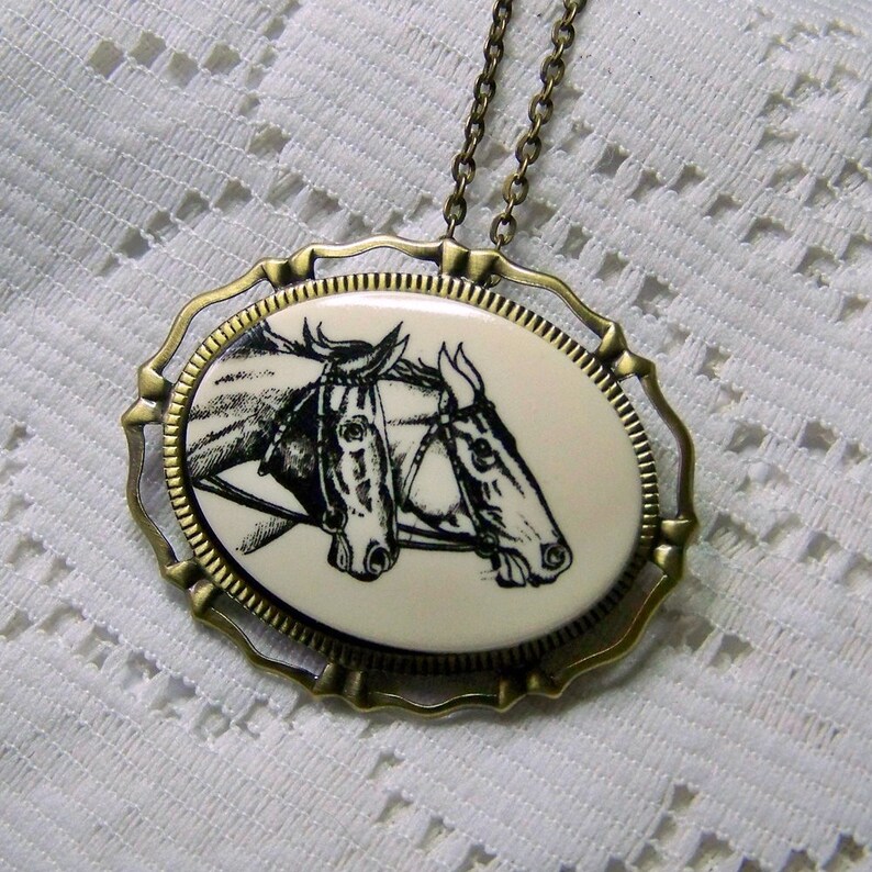Horses Brooch Equestrian Vintage Pin Pendant Combo Belmont Etsy