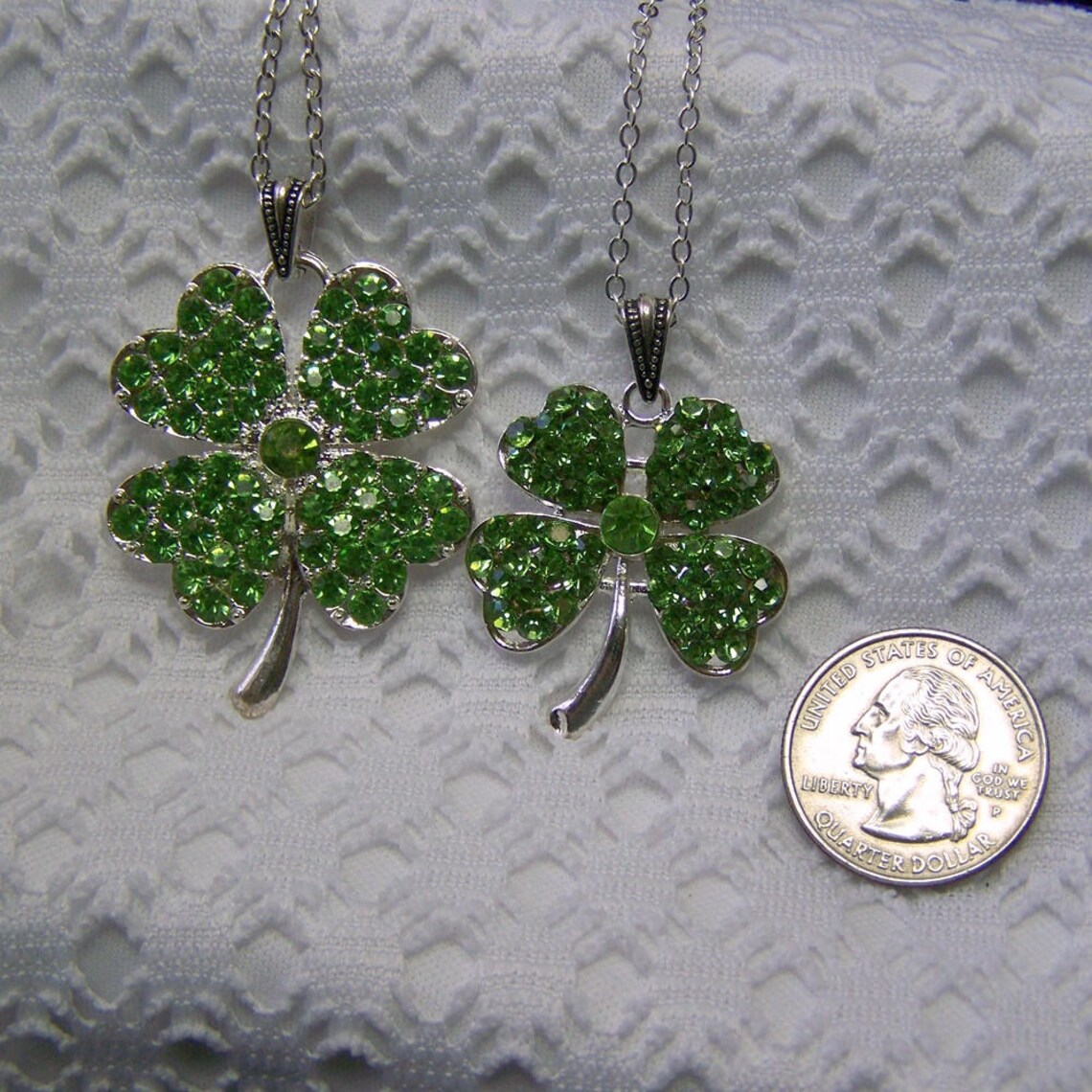 Clover Necklace Light Green Rhinestone Four Leaf Clover  Etsy