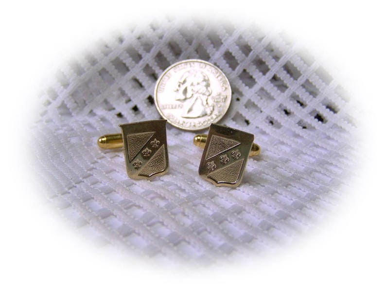 Heraldic Shield Cuff Links Medieval Knight Fleur-de-lis Coat of Arms Royal Crest Renaissance Wedding Gifts for Men Gold plated Crest jewelry