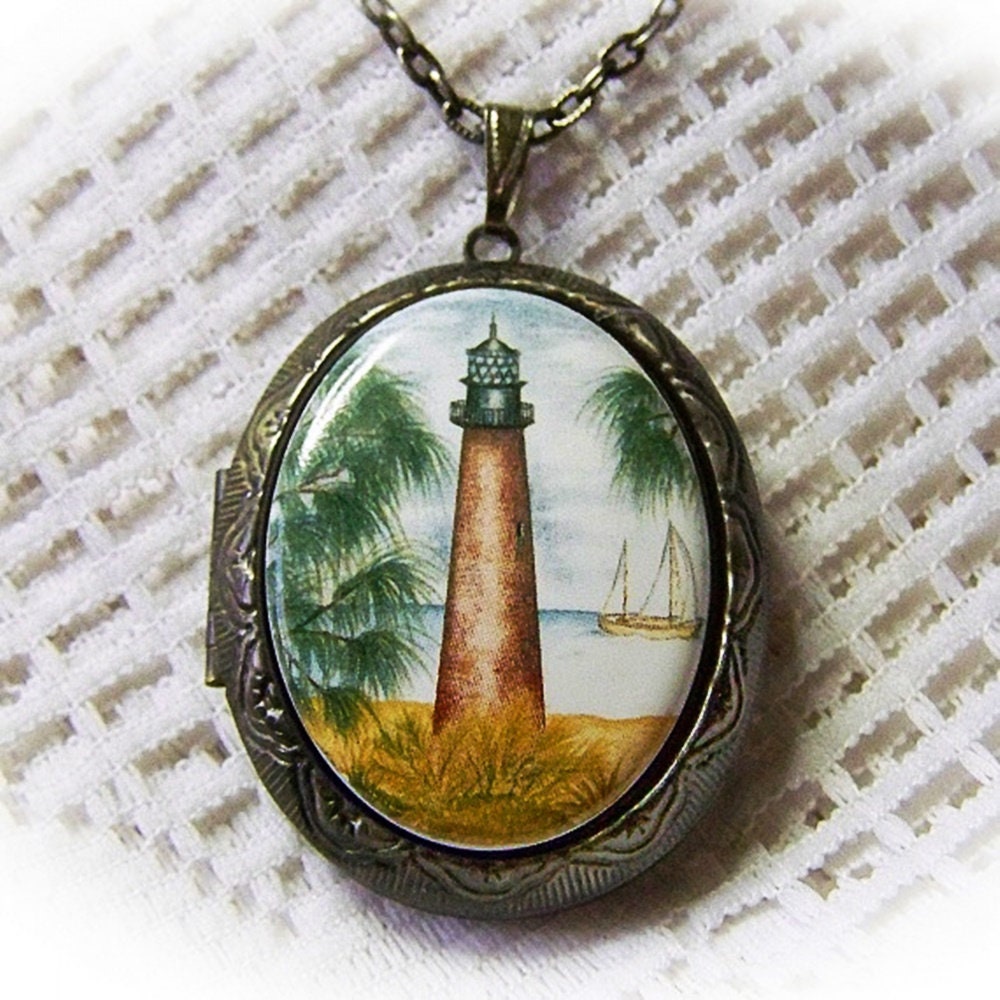 Ocracoke Lighthouse Locket Blackbeard's Treasure NC Etsy
