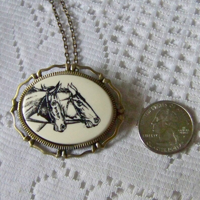 Horses Brooch Equestrian Vintage Pin Pendant Combo Belmont Etsy