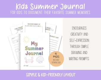 Kid's Summer Memory Journal 2026 – Printable Activity Pages (PDF Download)