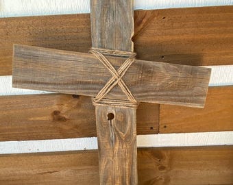 Rustic Wooden Wall Cross, Reclaimed Wood Barn Wood Cross, Rustic Cross, Christian Home Decor, Farmhouse Cross, Religious Housewarming Gift