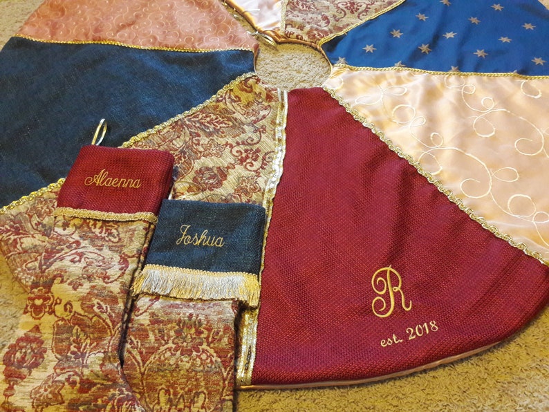 Personalized Christmas Tree Skirt And Stockings 