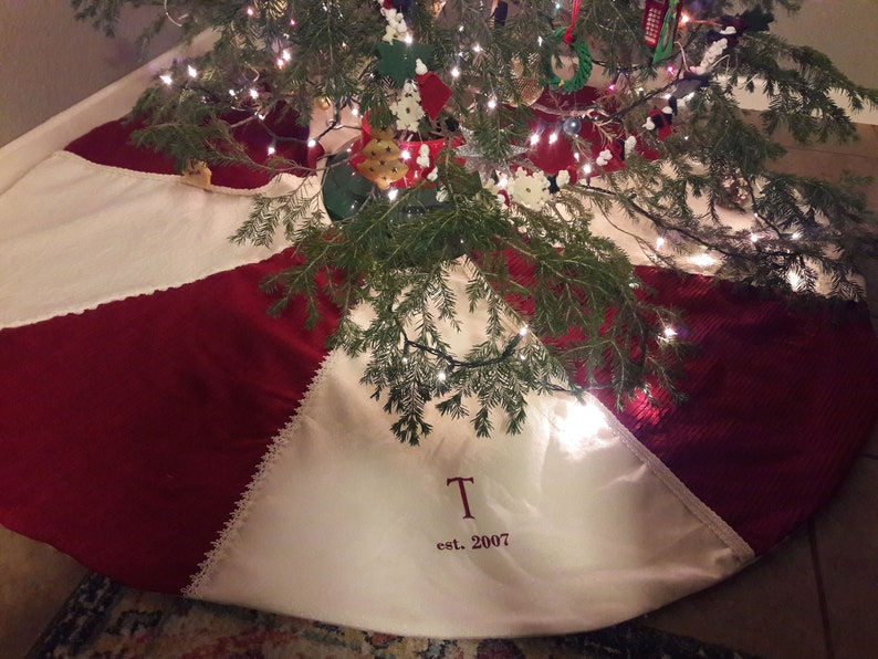 Personalized Christmas Tree Skirt and Stockings Set. Perfect Wedding