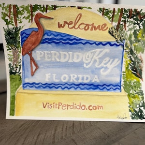 Hand Painted Welcome Sign: Perdido Key, Pensacola, Florida - Coastal Beach Art, Hand-Painted 8x10" Souvenir by Local Artist