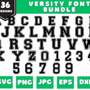 Varsity Font Alphabet SVG, Varsity Letters SVG, Jersey Font SVG, University Font SVG, Sports SVG Alphabet, College Font SVG, Varsity Numeric
