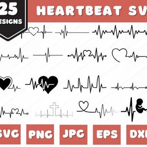 HEARTBEAT SVG-bundel, HEARTBEAT-clipart, Heartbeat Svg-bestanden knippen voor Cricut, Heartbeat-svg