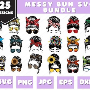 Messy Bun Bundle svg, Momlife svg, mom skull svg, Mom Life svg, mom and daughter svg, Mom life Kid Life Png, glasses svg, Cricut Silhouette