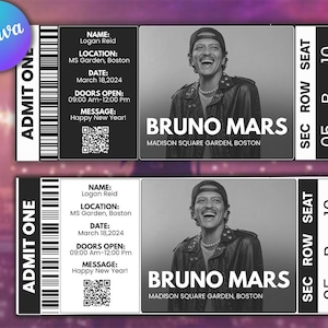 Editable Concert Ticket Template, Custom Concert Ticket Gift, Concert Ticket Template, Surprise Concert Tickets, DIY Event Gift for her/him