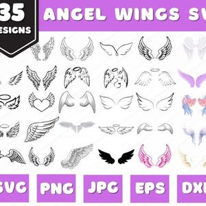 Angel Wings Svg Bundle, Angel Wings Clip Art, Wings Cut File For Silhouette, Angel Wings Bundle, Wings Svg Png Dxf,memorial svg ,rip svg