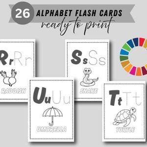Printable Alphabet Flash Cards, Classroom Decor, Toddlers Preschool Early Learning Resource, Nursery Decor, DIGITAL DOWNLOAD