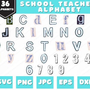 School Teacher Doodle Alphabet Bundle, Teacher PNG Letters, Numbers & Accessories, Back to school Clipart, School Font, Teacher doodle png