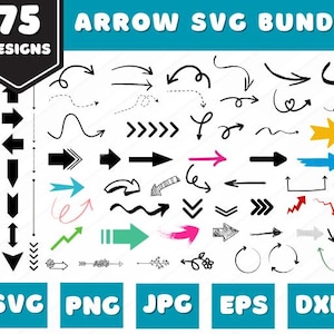 Pijlen SVG-bundel, pijlen SVG, pijl tekenen Svg bundel, pijl-rechts svg, pijl-links svg, handgetekende hart svg, gesneden bestanden Cricut, silhouet