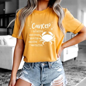 Cancer Zodiac Sign Tee: Star Sign Attributes Short Sleeve