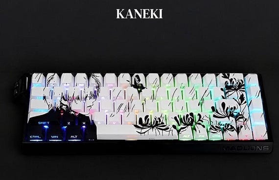 Kaneki Tokyo Ghoul Keycap Set | PBT Keycaps | Side Print | Shine