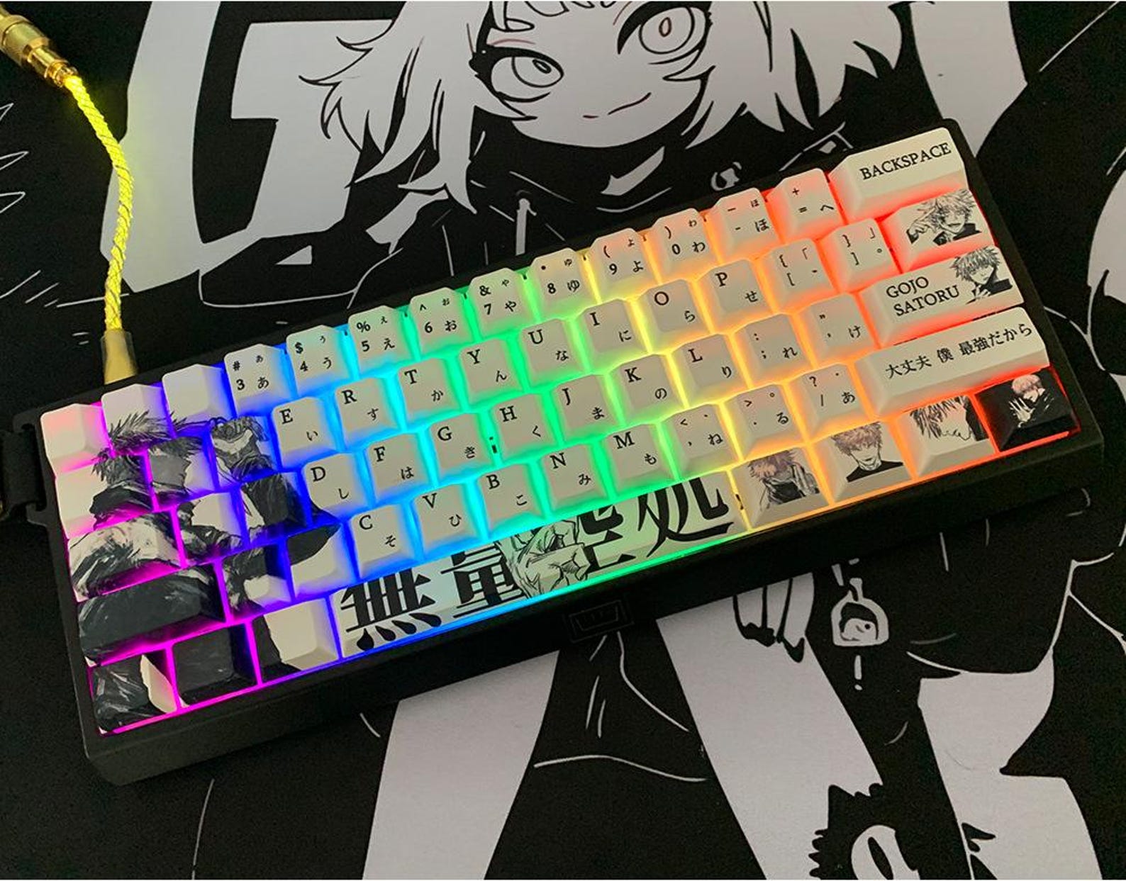Gojo Satoru Keycaps | 102 Keys | Jujutsu Kaisen | Custom | Cute Keycaps ...