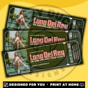 Lana Del Rey UK und Irland Tour 2025 | Personalisiertes Event Souvenir DIGITALES TICKET | Zuhause ausdrucken
