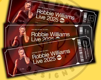 Robbie Williams Better Man 2025 Tour | Personalised Event Souvenir DIGITAL TICKET | Print at Home