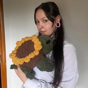 Stuffed Animal Turtle, Handknit Turtle Amigurumi , Sunflower Turtle Plushie,Stuffed Animal, Turtle Gift