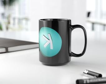 Kaspa Crypto Black Mug (11oz, 15oz) - Cryptocurrency Gift, Coffee Cup, Tea Mug, Office Desk Decor, Gift for Him, Gift for Her