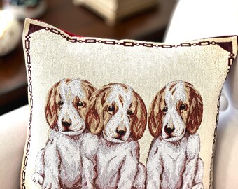 Jacquard Woven Dog Pillow Cover: Rustic Animal Home Decor
