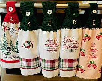 Panos de prato pendurados - Panos de prato pendurados para festas - Panos de prato coloridos - Panos de prato pendurados de crochê - Panos de prato pendurados para uso diário - Presentes de Natal Panos de prato pendurados.