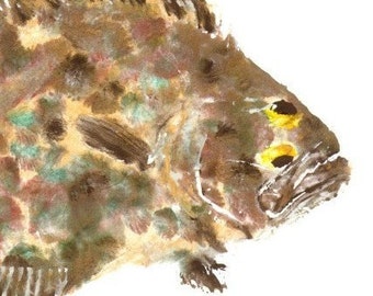 Flounder - Gyotaku Fish Rubbing - Limited Edition Print (19.5 x 11)