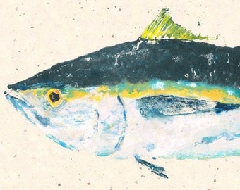 Ahi Tuna - Gyotaku Fish Rubbing - Limited Edition Print (34 x 14)