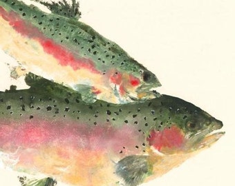 Rainbow Trout - "Over the Rainbow" - Gyotaku Fish Rubbing - Limited Edition Print (17 x 12.5)
