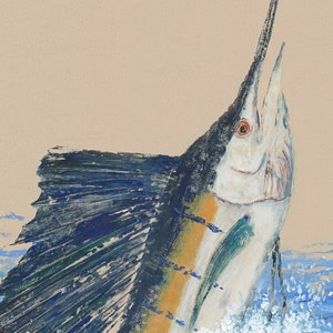 Sailfish -&quot;High Flyer&quot; - Gyotaku Fish Rubbing - Limited Edition Print (20.5 x 33.5)