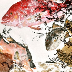 Reef Life - Gyotaku Fish Rubbing - Limited Edition Print (22 x 21)