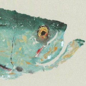 Tarpon - "Close Up" - Gyotaku Fish Rubbing - Limited Edition Print (17 x 14)