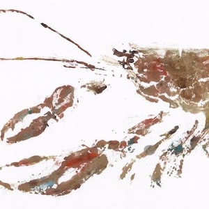 Gyotaku Fish Rubbing (lobster) - &quot;Scavenger&quot;  - Limited Edition Print (19 x 11)