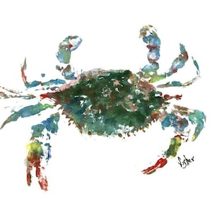 Blue Crab - Gyotaku Fish Rubbing - Limited Edition Print (16 x 13)