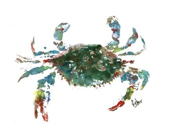 Blue Crab - Gyotaku Fish Rubbing - Limited Edition Print (16 x 13)