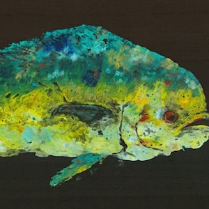 Gyotaku Fish Rubbing - &quot;Midnight Dolphin&quot; - Limited Edition Print (37 x 13.5)