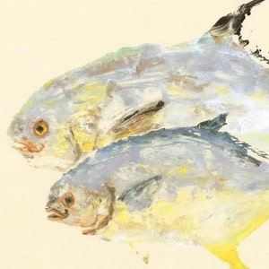 Pompano - Gyotaku Fish Rubbing - Limited Edition Print (17.5 x 11)