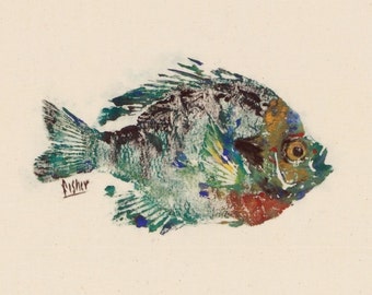 Bluegill - Gyotaku Fish Rubbing - Limited Edition Print (11 x 8)