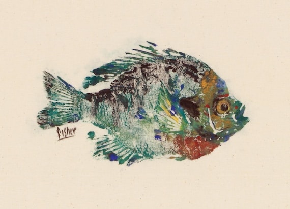 Bluegill Gyotaku Fish Rubbing Limited Edition Print 11 X 8 