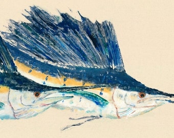 Smooth Sailin' - Gyotaku Fish Rubbing - Limited Edition Print (33 x 14.5)