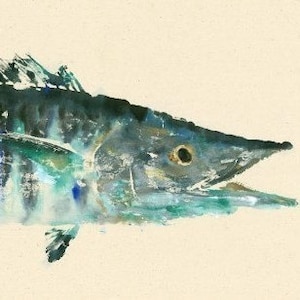 Wahoo - Gyotaku Fish Rubbing - Limited Edition Print (35.5 x 11)