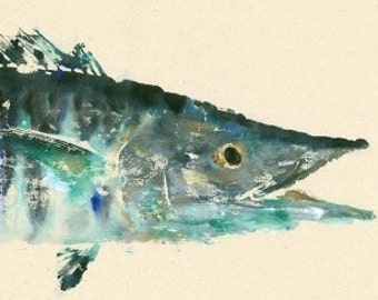 Wahoo - Gyotaku Fish Rubbing - Limited Edition Print (35.5 x 11)