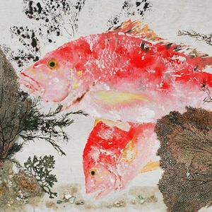 Red Snapper - "Snapper Fanfare" - Gyotaku Fish Rubbing - Limited Edition Print (33 x 21.5)