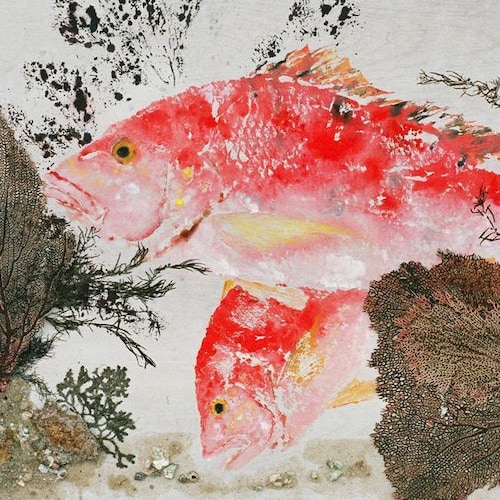 Red Snapper - "Snapper Fanfare" - Gyotaku Fish Rubbing - Limited Edition Print (33 x 21.5)